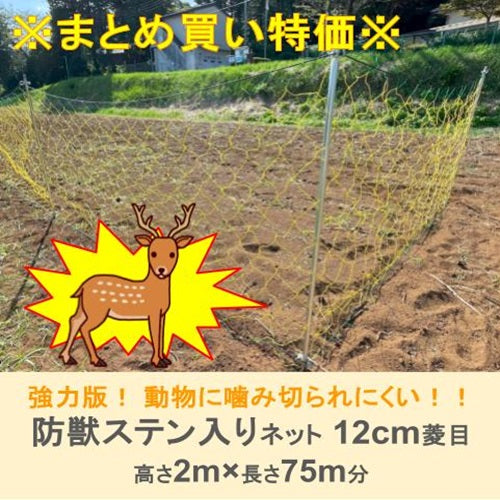※まとめ買い特価※ 防獣ステン入りネット 12cm菱目 2m×15m(5枚セット)